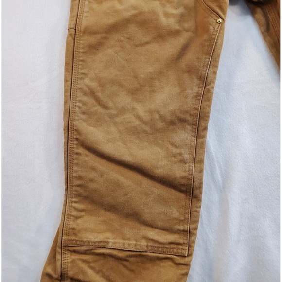 Carhartt Work Pants Mens 40x30 (38×29 act meas) Tan Double Knee Fit Flannel Line - Picture 6 of 9